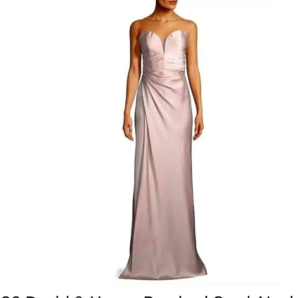 La Femme Luxury Gathered Satin Maxi Column dress sz 00